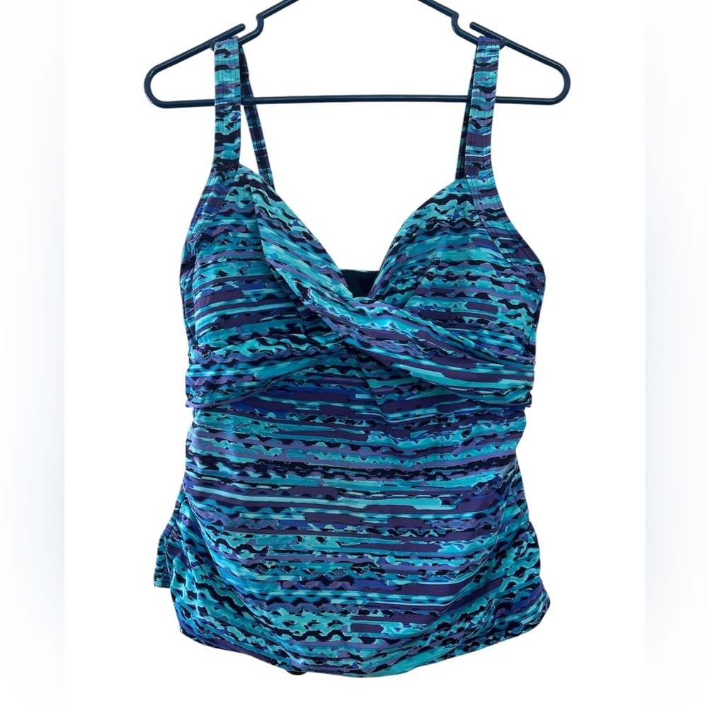 Land’s End Sweetheart Wrap Tankini Bathing Suit Top Women’s Size 12 Petite